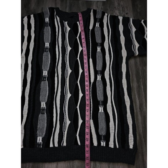 Vtg Mens 2XL Cosby Style Biggie 3D Textured Dad Sweater Geometric Hip Hop 90s - Picture 6 of 11